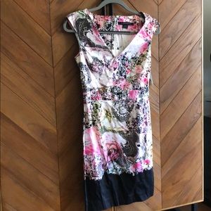 French Connection White/Black/pink dress